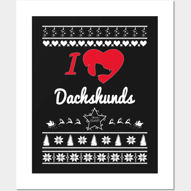 Merry Christmas DACHSHUNDS Wall Art by bryanwilly